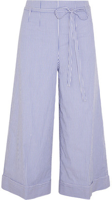 J.Crew Banada Striped Stretch-cotton Wide-leg Pants - Blue