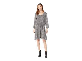 Mod-o-doc Printed Rayon Challis 3/4 Sleave Easy Fit Dress with Front Pockets