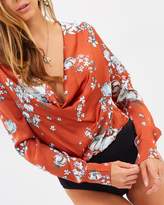 Thumbnail for your product : Missguided Floral Cowl Front Long Sleeve Bodysuit