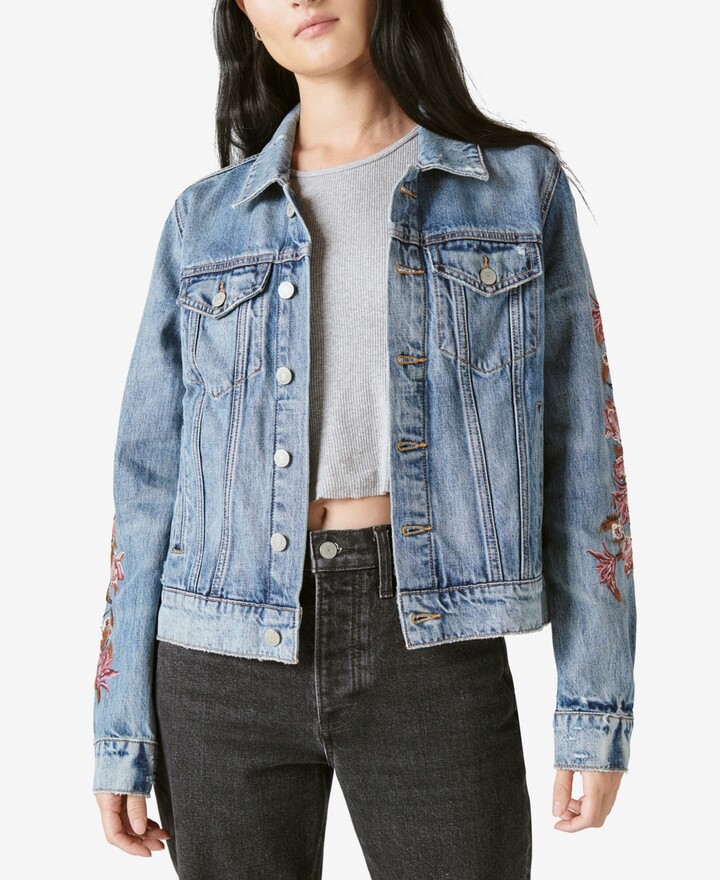 denim floral jacket