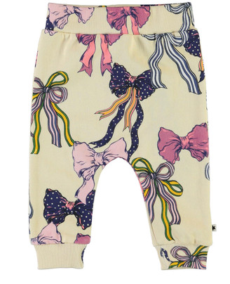 Molo Girl's Shona Bow-Print Cotton pants, Size 6M-2
