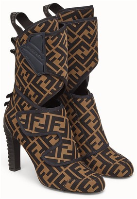 Promenade booties in brown fabric Clearance