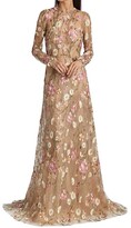 Thumbnail for your product : Naeem Khan Resort Floral-Embroidered Gown