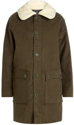 A.P.C. Cotton Parka with Faux-Shearling Collar