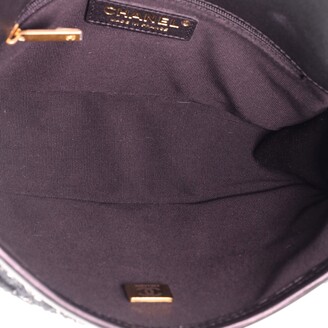 CHANEL School Memory Top Handle Flap Bag Quilted Caviar Mini Black