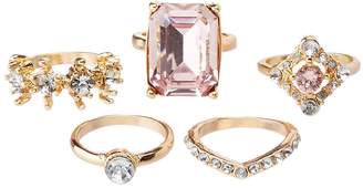 Charlotte Russe Crystal & Stone Stackable Rings - 5 Pack