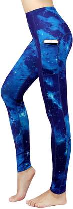 New Minc Women's Galaxy Yoga Pants Capri High Waist Leggings with Pockets(,XL)