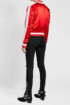 Thumbnail for your product : Amiri Reversible Silk Bomber Jacket with Leather