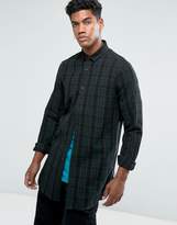 Thumbnail for your product : ASOS Design Regular Fit Longline Check Shirt With Side Zips In Longline