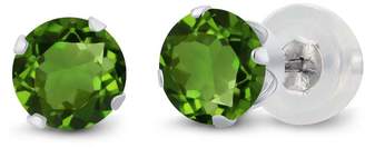 Gem Stone King 1.00 Ct Round Chrome Diopside 10K White Gold 4-prong Stud Earrings 5mm