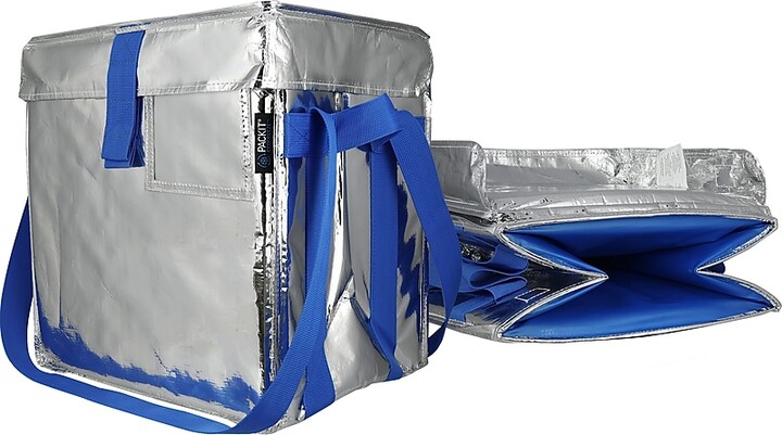 Packit Fresh Eco Freeze Tote, Large, Silver/Blue, 4/Carton (PKF-UD-MAG)
