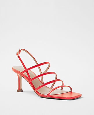 Ann Taylor Strappy Leather Heeled Slingback Sandals