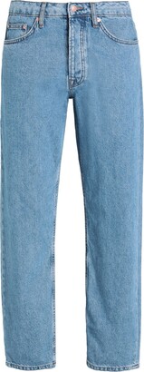 Topman Straight Jeans In Mid Wash Denim Pants Blue
