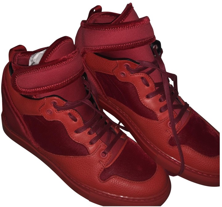 red suede balenciaga shoes