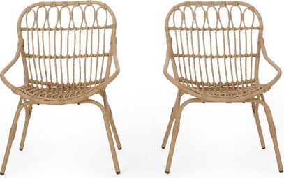 GDFStudioBarristerOutdoorBohoWickerAccentChairs(Setof2)LightBrown