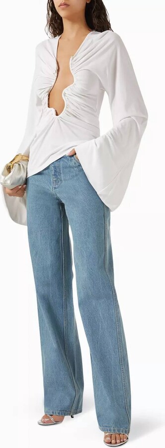 CHRISTOPHER ESBER Salacia Ruched Long-Sleeve Top In White