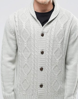 Brave Soul Shawl Neck Cardigan in Cable Knit