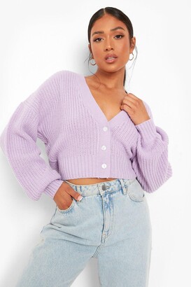 boohoo Petite Crop Knitted Button Cardigan