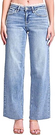 YMI Jeanswear Lace Trim Wide Leg Jeans