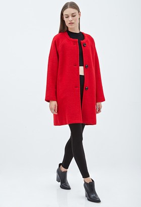 Forever 21 Collarless Bouclé Trench Coat