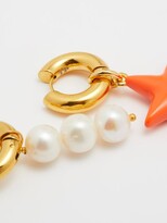 Thumbnail for your product : Timeless Pearly Mismatched Star & Pearl Gold-plated Hoop Earrings - Orange Multi