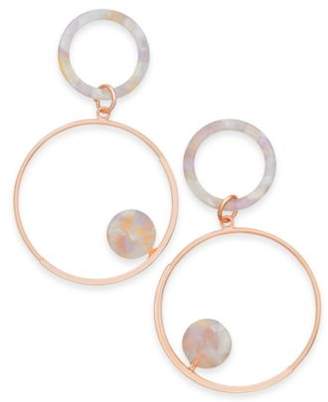 INC International Concepts Rose Gold-Tone Marble-Look Resin Gypsy Hoop Earrings, Created for Macy's