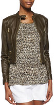 Thumbnail for your product : MICHAEL Michael Kors Cropped Fitted Leather Moto Jacket