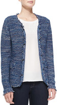 Thumbnail for your product : Neiman Marcus Hook-Front Fringed Tweed Jacket