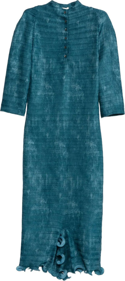 Fendi Button Ruffled Midi Dress