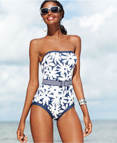 Thumbnail for your product : Anne Cole Belted Floral-Print One-Piece Swimsuit