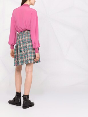 Boutique Moschino Checked Wool Wrap Skirt