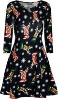 Thumbnail for your product : Be Jealous Womens Xmas Santa Gift Tree Swing Flared Dress Reindeer & Elf Black Plus Size (UK 24/26)