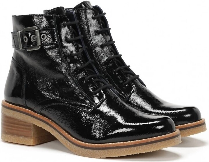 Fluchos Women's Lucero Ankle Boot In Black Patent