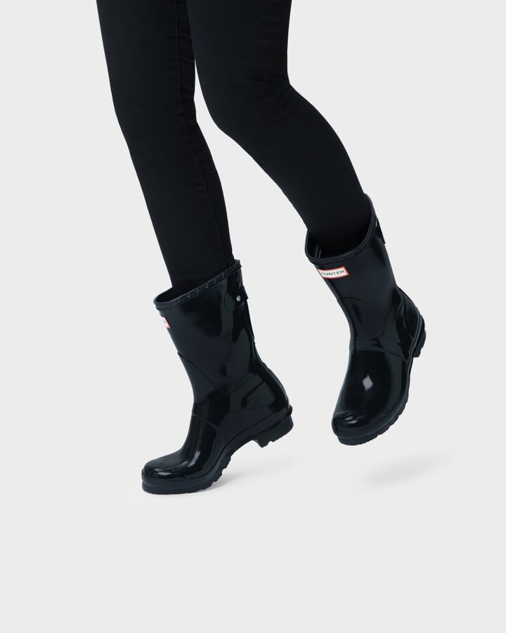 Hunter Women's Short Back Adjustable Gloss Rain Boots - ShopStyle
