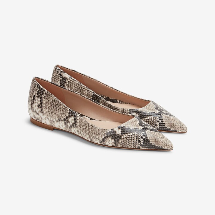 snakeskin flat shoes