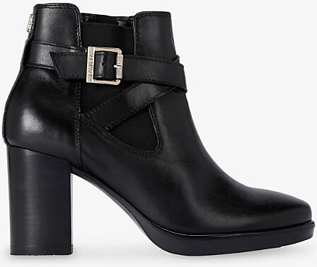 Carvela Womens Black Silver 2 Wide-Fit Leather Heeled Ankle Boots Eur 37 / 4 Uk Women