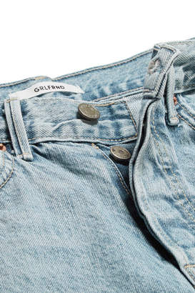 GRLFRND Helena Distressed High-rise Straight-leg Jeans - Light denim