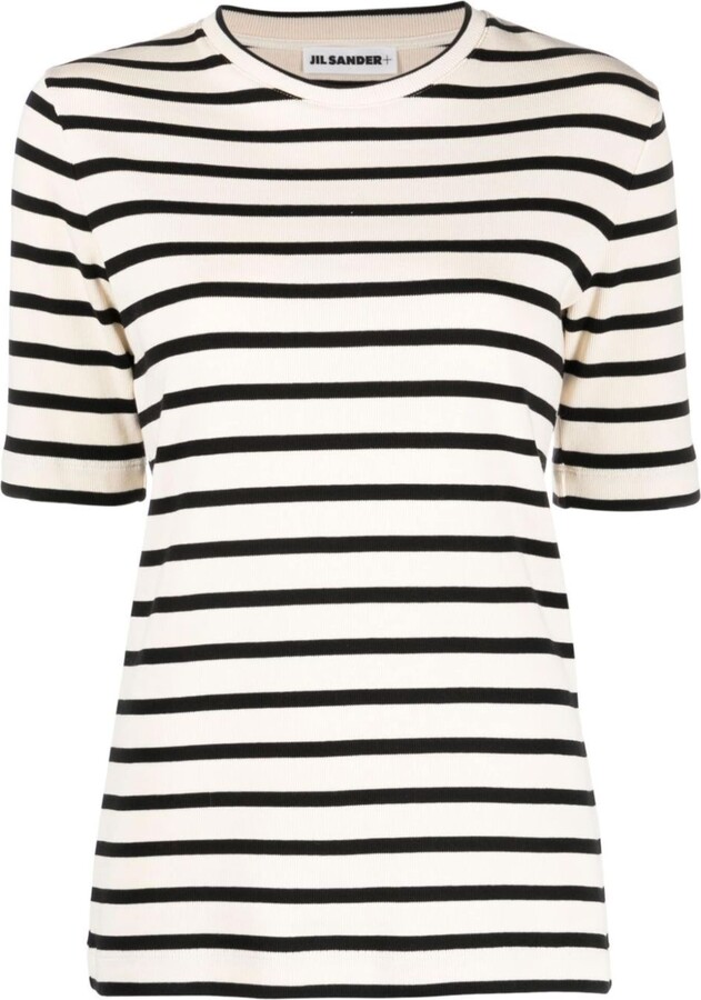 Jil Sander Neutral Striped Cotton Top