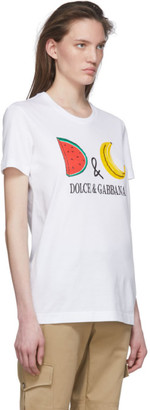 Dolce & Gabbana White Watermelon and Banana T-Shirt