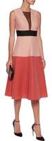 Thumbnail for your product : Lela Rose Color-Block Wool-Blend Cloqué Midi Dress