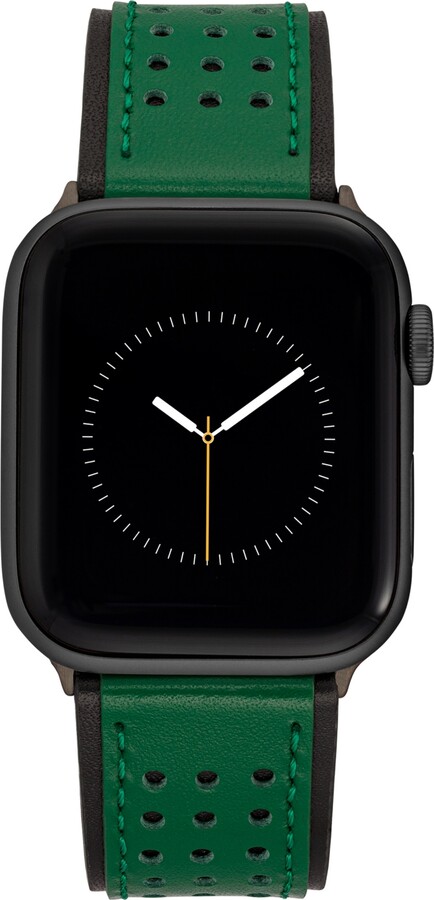 Vince Camuto Men's Green and Black Premium Leather Band with Perforated Pattern For 42mm, 44mm, 45mm, Ultra, Ultra2 Apple Watch - Green, Black