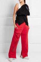 Thumbnail for your product : Off-White Off Split-hem Printed Cotton-jersey Track Pants - Red