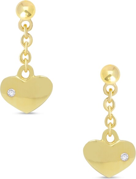 Lily Nily Girls Cz Heart Dangle Earrings