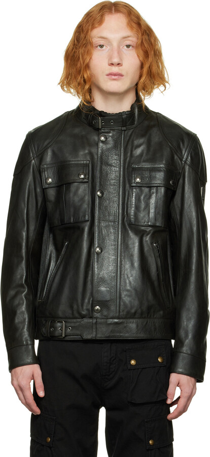 Belstaff Black Gangster Leather Jacket - ShopStyle