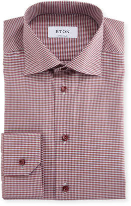 Eton Contemporary-Fit Check Dress Shirt, Red