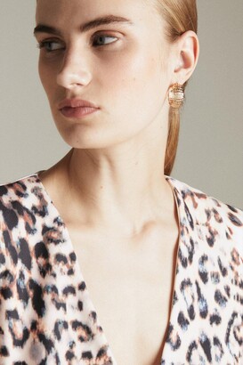 Karen Millen Figure Form Leopard Print Plunge Woven Dress