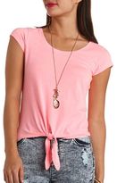 Thumbnail for your product : Charlotte Russe Short Sleeve Tie-Front Tee