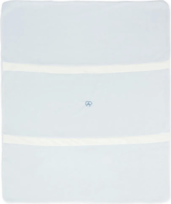 Embroidered-Bow Stripe Blanket