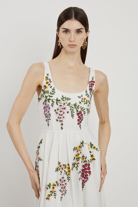Karen Millen Floral Embroidered Cotton Linen Woven Prom Karen Millen Floral Embroidered Cotton Linen Woven Prom