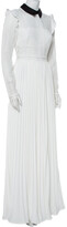 Thumbnail for your product : Self-Portrait White Lace & Pleated Chiffon Paneled Contrast Trim Maxi Dress S